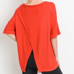 Overlay Back Mid-Sleeve Tunic Top